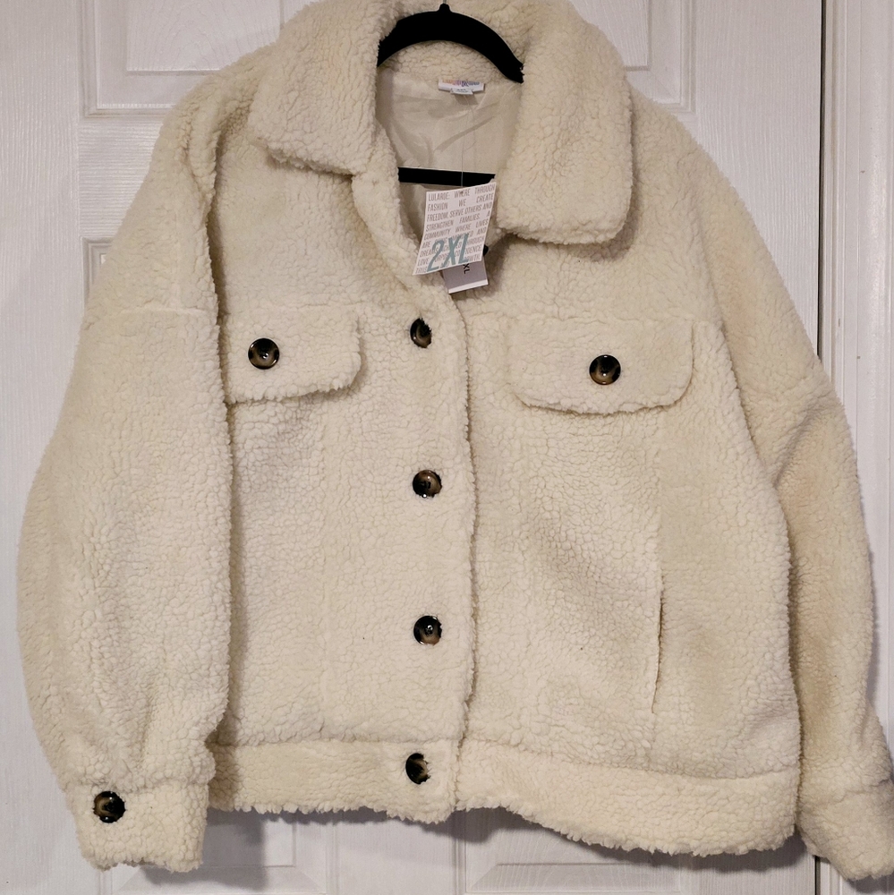 NWT Lularoe Berlin Ivory Sherpa Jacket 2XL